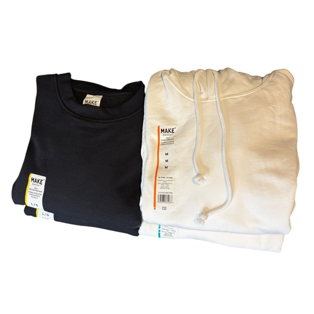 5 Assorted Make Market Sweatshirt Blanks Black/White Crewneck /Hoodie Large XL M